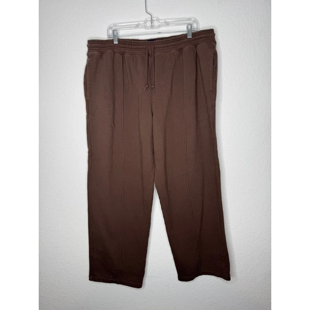 GAP Heavyweight Track Pants Woodsy Brown Wide Leg Sweatpants Men's Sz XL Relaxed
